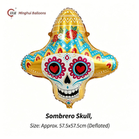 Halloween Folienballon Jack O'Lantern Kürbis Fledermaus Hexenhut Totenkopf Zuckerschädel Sombrero Mylar-Ballon Gruselig Horrorartig