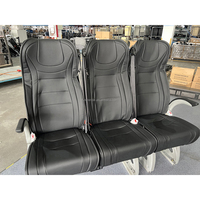 Siège passager de luxe commercial pour Sprinter Hiace Shuttle Van, cuir noir, dossier haut, surpiqûres côtelées avec accoudoir et ceinture de sécurité