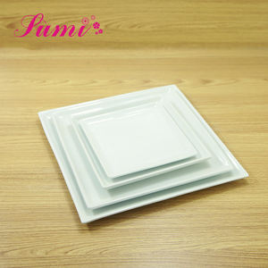 מפעל עיצוב קרמיקה כיכר כלי צלחת לבן, מסעדה מטבח פורצלן צלחת מרובעת - Product Image 2