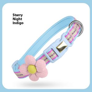 Joegen Klassieke Kleine Bloem Reliëf Reflecterende Verstelbare Hond Kat Sterke Tractie Webbing Zachte Onbreekbare Voering Huisdier Kraag - Product Image 3