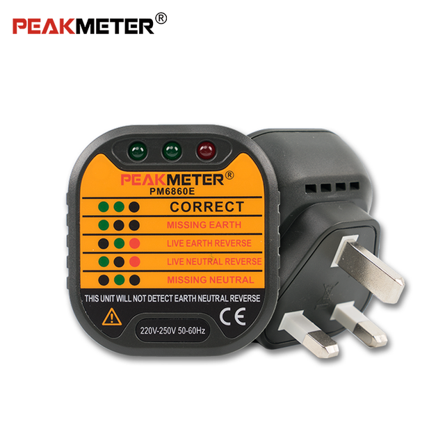 On Sale Peakmeter PM6860E 230V Voltage Detector Socket Tester British Standard Plug Type Live Line Detection