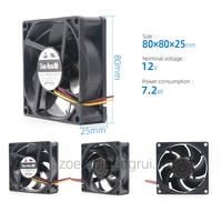 Sanyo 9GA0812P4J001 Kipas Pendingin Aksial Chassis PWM Daya Rendah DC 80x25mm 12V DC Konsumsi Daya Rendah