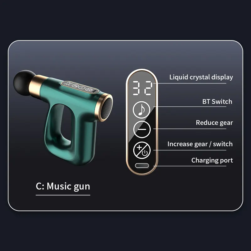 HB-007A pistol pijat miofasikal genggam, pemanas Nadi 3200 3-in-1 Jaringan dalam dengan layar sentuh untuk alat pijat miofasikal