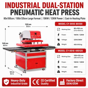 Pneumatische Doppelstationen-Automatik-Heißpresse, große Größe 100x120cm, für Wärmeübertragung, Sublimationsdruck, T-Shirt, Tasse, Mütze - Product Image 4