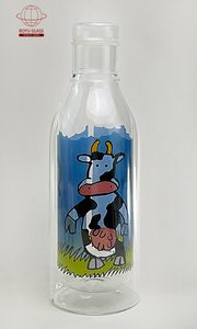 Graziose tazze per bevande a doppio strato con modelli di <span class=keywords><strong>vetro</strong></span> borosilicato ad alta capacità <span class=keywords><strong>bottiglia</strong></span> con coperchio - Product Image 5