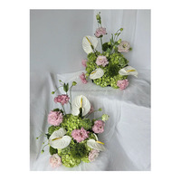 Romantische Künstliche Seiden-Hochzeitstisch-Dekoration, Kugelförmiges Rosa Rosen- und Grünes Hortensien-Arrangement für Heiratsanträge