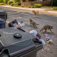 Contenedor de Basura Ultrasónico OEM con Repelente de Animales, Recargable, con 30 Días de Batería para Mapaches y Posones en Exteriores