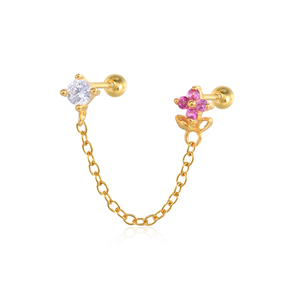 Pendientes de Plata de Ley S925 ROXI con Borla y Cadena, Diseño Floral Sencillo y Elegante con Diamantes - Product Image 1