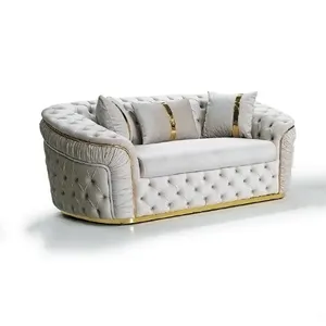 Fourniture d'usine Winforce ensemble de canapés Chesterfield de luxe meubles de salon canapés Turkiye en velours canapé tufté, canapé 1 siège chaise