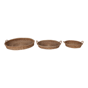 Set di cesti decorativi ovali in rattan intrecciato con manici per la decorazione del tavolino da caffè, centrotavola, portaoggetti, portagioie - Product Image 1