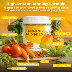 Gummies bronzantes OEM sous marque privée avec Astaxanthine et L-Tyrosine pour un bronzage sans soleil, booster de mélanine, supplément pour la santé de la peau, vente en gros - Product Image 2