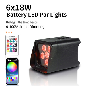 Stage <b>light</b> 6X18w RGBWA UV 6in1 <b>wireless</b> DMX512 battery powered LED Par <b>light</b> - Product Image 1