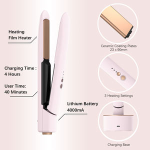 מכירה חמה אלחוטית שטוחה מגהץ נסיעות USB מחליק שיער נטענת בסיס טעינת מחליק אלחוטי מגהצים שטוחים - Product Image 4