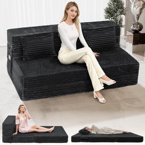 Canapé-lit <span class=keywords><strong>convertible</strong></span> 4 en 1, taille Queen, pliable, avec oreiller et matelas en mousse haute densité - Product Image 1