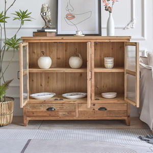 Aparador Moderno INNOVA de Madera Maciza para Cocina o Comedor con 3 Puertas de Cristal y 2 Cajones - Product Image 3