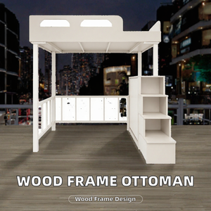 Banco Otomano con Respaldo de Madera Sólida para Dormitorio y Sala de Estar, Estilo Moderno, Muebles para el Hogar - Product Image 2