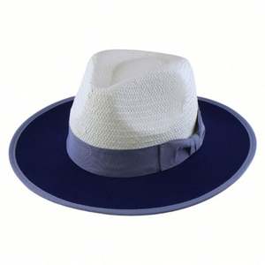 Sombrero de Paja Panamá 2025 para Hombre y Mujer, con Costuras Bicolor, para Verano, Protección Solar, Diseño Liso, para Playa - Product Image 3