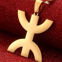 Pendentif symétrique en acier inoxydable Yiwu Aceon, motif africain berbère kabyle amazigh, découpe laser, symbole Afrique Berbères