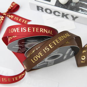 Ribbon Spool Satin Woven Gold Stamp Love Is Eternal Wedding Decorative Ribbons 1D12 - Product Image 4