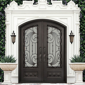 FD-578 Entry <strong>Door</strong> Better Than Wooden Iron Glass Finished Steel Outdoor <strong>Rustic</strong> Design Swing Open Style with Lock Hardware - Product Image 5