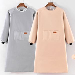 Tablier de cuisine coréen pour femme en polyester écologique, imperméable et anti-taches, avec fixation à la taille pour le nettoyage et la cuisson - Product Image 2