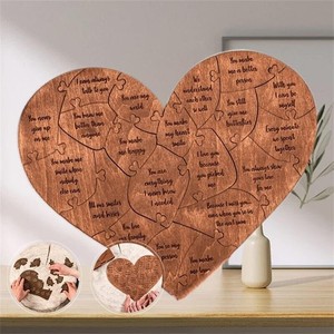 Rompecabezas de madera en forma de corazón 31x26cm 51-100 piezas Regalo de San Valentín para parejas - Product Image 2
