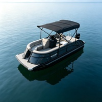 Bateau ponton sportif pour 8 à 10 personnes, moteur à essence en option et moteur électrique écologique, barbecue intégré, évier et toilettes compactes