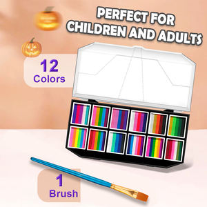 Maquillaje <span class=keywords><strong>de</strong></span> <span class=keywords><strong>Halloween</strong></span>, pintura facial activada por agua, juego <span class=keywords><strong>de</strong></span> pintura facial <span class=keywords><strong>de</strong></span> pastel dividido <span class=keywords><strong>para</strong></span> niños y adultos con pincel, pintura corporal <span class=keywords><strong>de</strong></span> arcoíris - Product Image 2