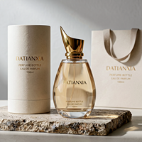 Flacon de parfum en verre cristal rond personnalisé en usine, 30 ml, 50 ml, 100 ml, vaporisateur à pompe, brume fine avec couvercle doré