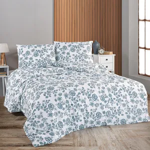 Parure de lit double en coton tissé uni Karden Flower Darla à motifs floraux, plusieurs couleurs, housse de couette, drap plat, 2 taies d'oreiller, vente en gros - Product Image 6