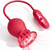 Rose 10Zunge Leckender Stoßender Dildo Vibrator Klitoris und Nippel-Stimulator G-Spot Rose Vibrator für Damen Weibliches Sexspielzeug