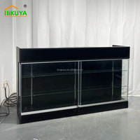 Comptoirs de caisse en verre HIKUYA, vitrine en verre noir avec portes coulissantes pour magasin de détail