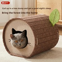 Niche pour chat cylindrique semi-fermée en feutre, avec griffoir intégré, pour toutes les saisons, nid de sommeil sécurisé