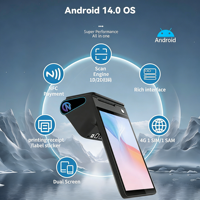 Mesin Terminal Pos dengan Printer, Mesin Kasir Pos Layar Sentuh Pintar Kecil, Mesin Pos Genggam Android, All in One