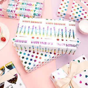 Personalized Branded Logo Custom 80g Luxury Gift Foil Stamping Birthday <b>Wrap</b> <b>Paper</b> <b>Roll</b> for Packaging Wrapping <b>Paper</b> - Product Image 6