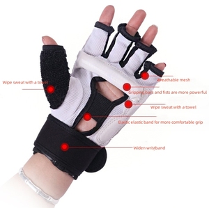 Guantes de Artes Marciales Mixtas (MMA) y Muay Thai de Medio Dedo, Material PU, Cómodos, Duraderos, Unisex, Personalizables, Protector de Pies para <span class=keywords><strong>Karate</strong></span> - Product Image 2