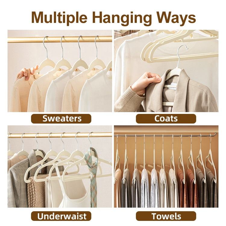 Appendiabiti In Velluto Floccato Antiscivolo Da 50 Pezzi Con Cravatta E - Foto 6