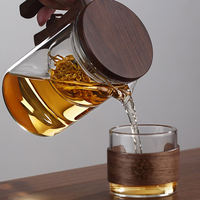 Théière en verre borosilicate soufflé à la main, résistante à la chaleur, avec couvercle magnétique en acier inoxydable, capacité 520 ml/720 ml, filtre à thé