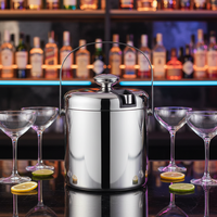 Seau à champagne en acier inoxydable 1,3 L à double couvercle avec poignée, double paroi, vente en gros usine