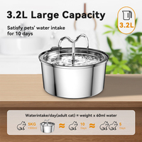 Fontaine à eau pour chat en acier inoxydable ultra silencieuse de 3,2 L, distributeur d'eau automatique personnalisé pour chats et chiens, vente en gros d'usine