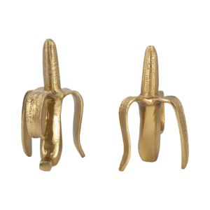 Fermalibri Decorativi a Forma di Banana, Finitura Dorata, Accessori da Scrivania Scultorei per Casa, Ufficio e Biblioteca - Product Image 4