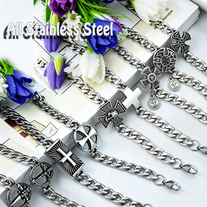 Gelang Salib Pria Vintage Hitam Stainless Steel 2025 Gaya Hip-Hop Geometris Keren Terlaris Dongguan - Product Image 1