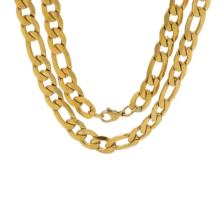 No Fade 24k Gold Stainless Steel Necklace Chain For Men 7mm 9mm Figaro  Hiphop Chain - Buy No Fade 24k Gold Stainless Steel Necklace Chain For Men  7mm 9mm Figaro Hiphop Chain