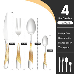 Cubiertos de boda real de alta calidad, tenedor dorado de lujo, cuchara, cuchillo, restaurante, cubiertos de acero inoxidable, juego de cubiertos PARA CENA - Product Image 2