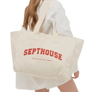 2024 Mới Tự Nhiên Thêm Lớn Đồng Bằng Bolsa De Lona Tái Chế Bông Vải Tote Túi Với Logo In Ấn Cho Mua Sắm Du Lịch Ngoài Trời - Product Image 5