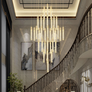 Drop Big Luxury Modern High <b>Ceiling</b> Lobby Villa House Hanging Stair <b>Crystal</b> Lamps <b>Led</b> Long Chandelier Pendant <b>Light</b> Fixture - Product Image 2