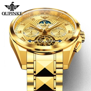 Reloj Mecánico para Hombre OUPINKE 3322, Original de Lujo, Acero de Tungsteno, Multifunción, Esqueleto, Tourbillon, Automático - Product Image 4
