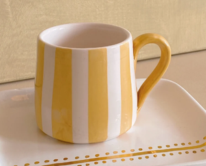Tasse en céramique peinte à la main, esthétique, rayure bonbon, saison confortable, rose, pistache, jaune, terra, <span class=keywords><strong>beige</strong></span>, ombre de crème glacée - Product Image 3