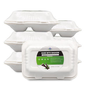 Box Biodegradable Sugarcane Pulp Lunch Box Take Away Sugarcane Paper Food Container