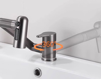 Robinet de lavabo universel rotatif en acier inoxydable 304, mitigeur eau chaude et froide, 360 degrés, trois modes, pliable